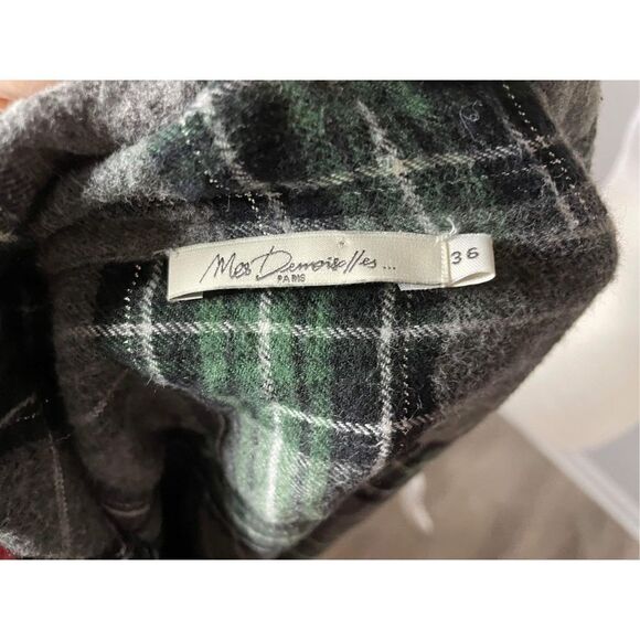 Mes Demoiselles Women's Tartan Pattern 3-Button Front Midi Dress Green Gray 18W - Picture 3 of 4